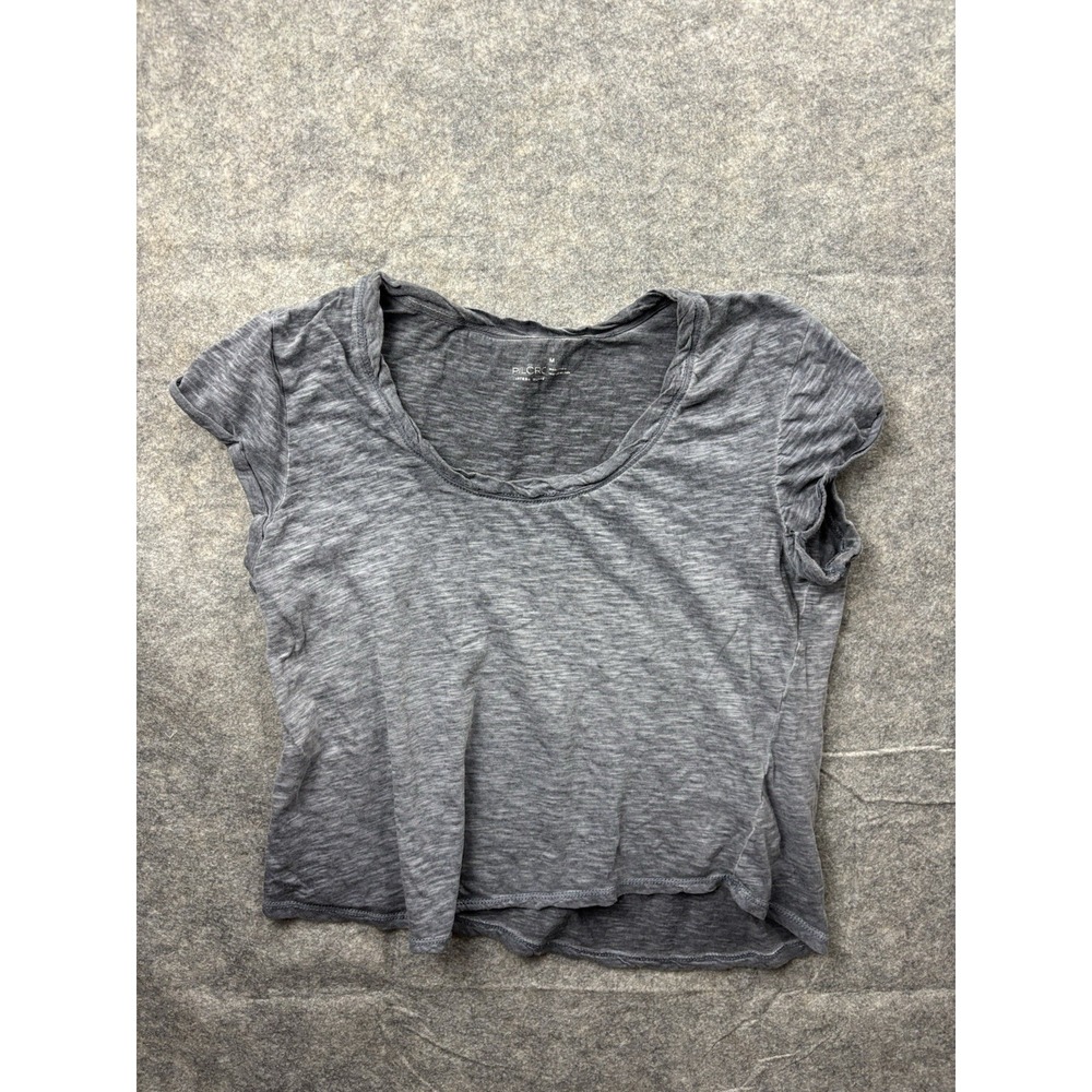Pilcro Top Womens Medium Boxy Cropped Washed Black 100% Cotton Layering Boho